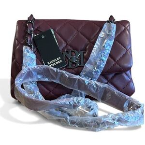 Badgley Mischka Quilted Burgundy Shoulder Bag